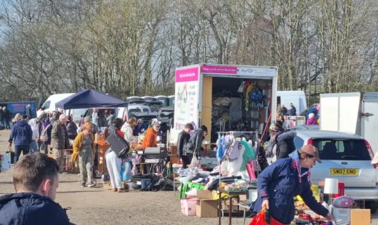 Car boot sale selling reusable items from house clearances