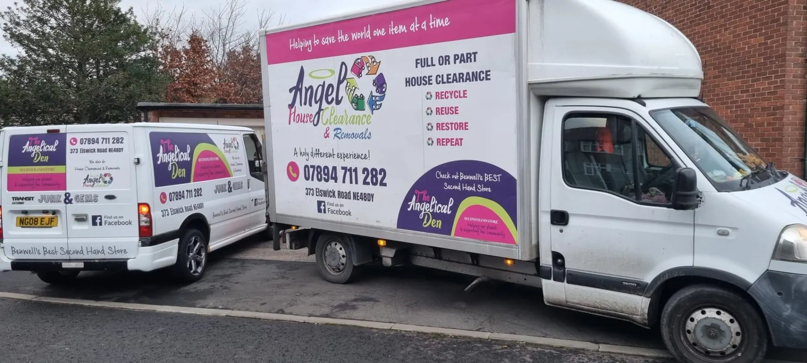 Angel House Clearance fleet — van and lorry together